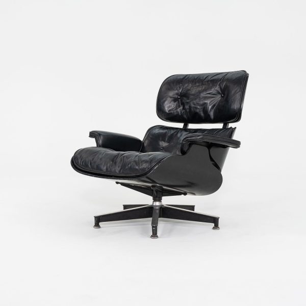 1963 Mega Rare Herman Miller Eames Lounge Chair and Ottoman 670 & 671 by Charles and Ray Eames in Ebonized Wood with Black Leather Hot on Sale