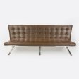 1960s Nicos Zographos CH28 Ribbon 3-Seat Sofa in Brown Leather For Discount