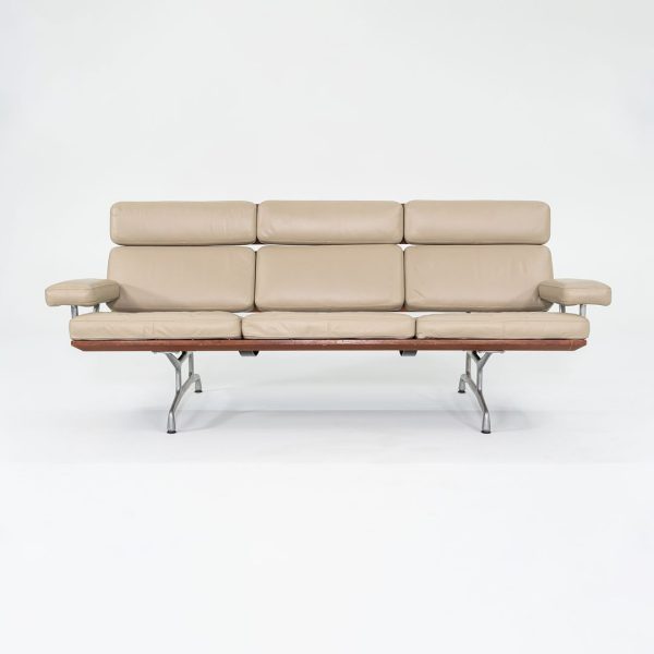 1990s ES 108 Sofa by Ray and Charles Eames for Herman Miller in Teak and Tan Leather Online now