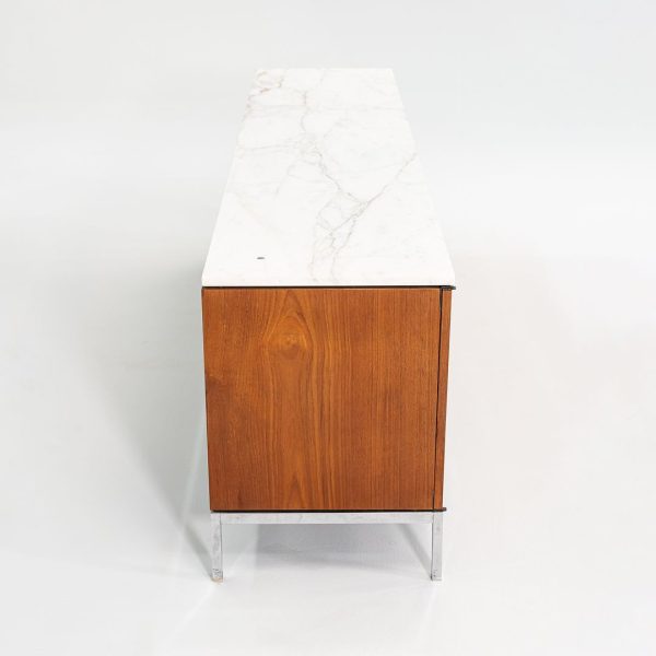 1960S 4-Position Credenza Cabinet, Model 2544 By Florence Knoll For Knoll Steel, Walnut, Marble For Sale