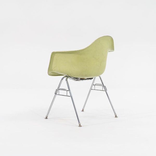 2006 Modernica Fiberglass Arm Shell Chair with H Base or Stacking Base in Light Green Discount