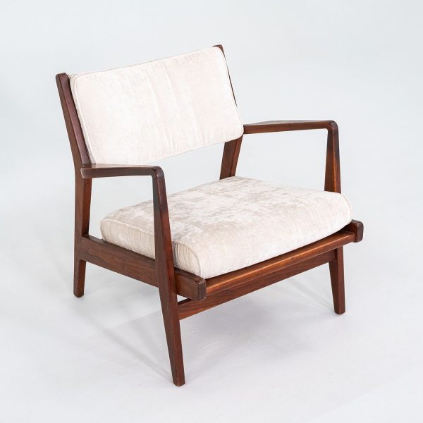 1960s Jens Risom Design U-430 Lounge Chair with Arms in Walnut and Fabric Hot on Sale