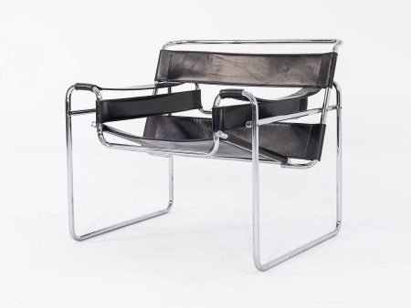 1960s Marcel Breuer for Gavina   Knoll Wassily B3 Lounge Chair in Black Leather with Chrome Frame Cheap