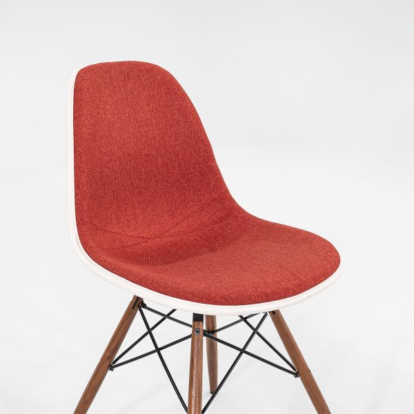 2016 DSW Side Chair with Dowel Base by Ray and Charles Eames for Herman Miller in Red Orange Fabric 3x Available Sale