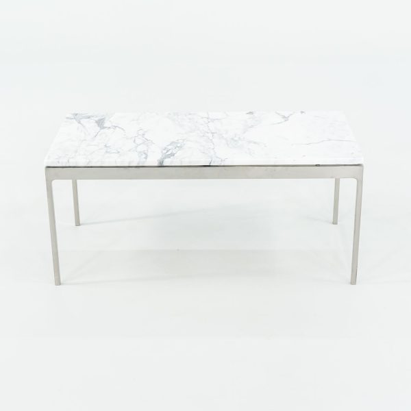 1980s Coffee Table, Model TA.35.36.72 by Nicos Zographos for Zographos Designs in Stainless and White Marble Fashion