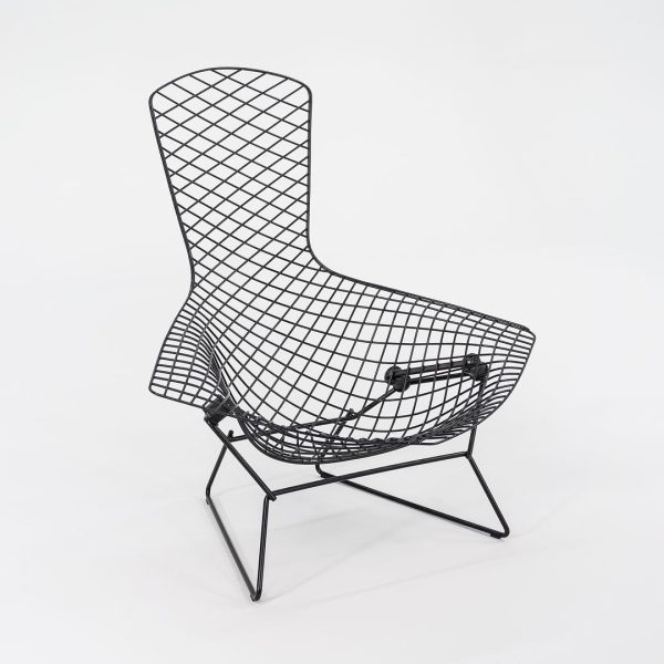 2010s 423LU Bertoia Bird Chair and 424YU Bertoia Ottoman by Harry Bertoia for Knoll in Black 2x Sets Available on Sale