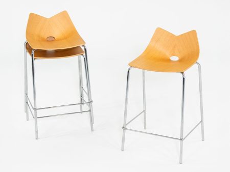 2006 Allermuir Limited Counter Stool in Oak and Chromed Steel 12x Available on Sale