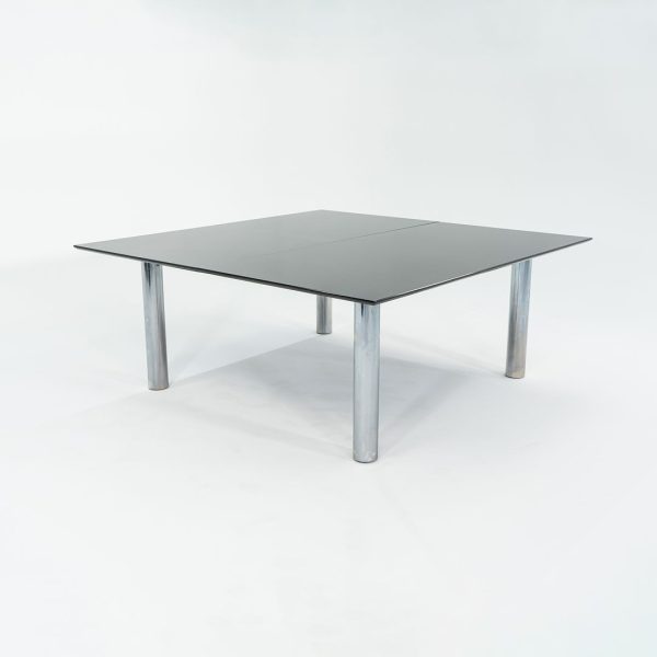 2006 Custom Black Granite and Chromed Steel Conference or Dining Table 72x72in Online Sale