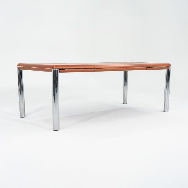 1970s Pfister Table by Charles Pfister for Knoll with Leather-Wrapped Top and Chrome Base Online Hot Sale