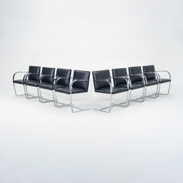 2000s Mies Van Der Rohe for Knoll Brno Chairs in Dark Blue Leather 12+ Available Online Sale