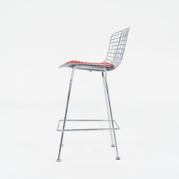 2010s Bertoia Counter Stool 426C by Harry Bertoia for Knoll in Chrome with Red Seat Pads 1x Available Fashion