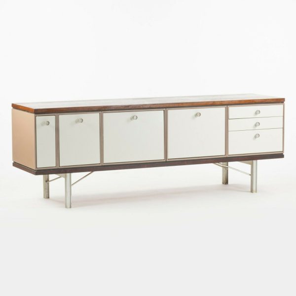 1960 Gerald Luss Rosewood & Metal Credenza Cabinet Once Attributed to Eames & IBM Pavilion Supply