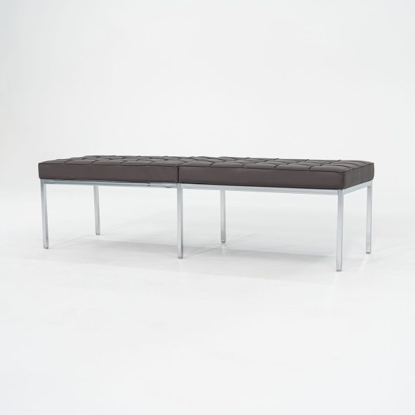 2022 Florence Knoll Three Seat Bench in Dark Brown Leather and Chrome Online