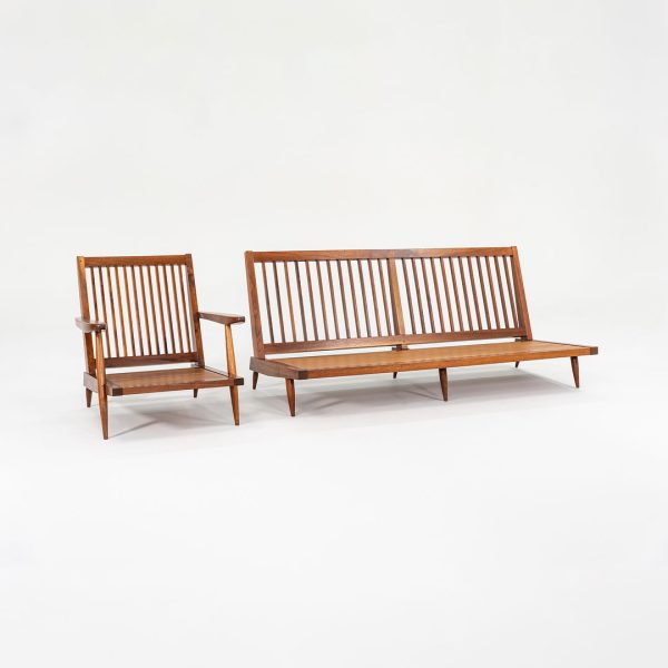 1950s Three Seat Slatted Settee Sofa by George Nakashima in Black Walnut Online now