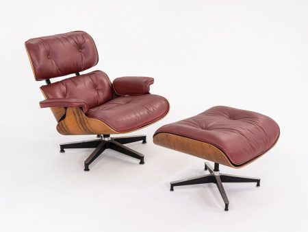 1960s Herman Miller Eames Lounge Chair and Ottoman 670 & 671 by Charles and Ray Eames in Red Leather Hot on Sale