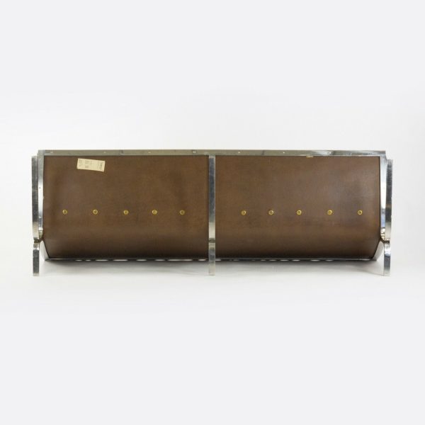 1960s Nicos Zographos CH28 Ribbon 3-Seat Sofa in Brown Leather For Discount