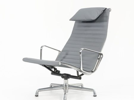 2010s Aluminum Group Lounge Chair, model EA124 by Ray and Charles Eames for Herman Miller in Grey Leather Fashion