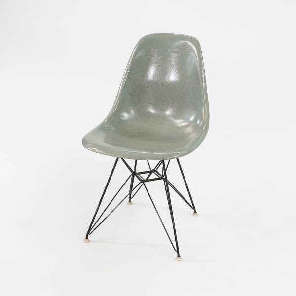 1961 Herman Miller Eames Fiberglass DSR Side Shell Dining Chair with Eiffel Base in Seafoam Green Online now