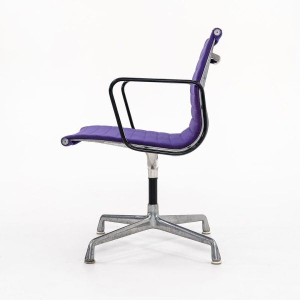 1970s Eames Aluminum Group Side Chair, EA108 by Ray and Charles Eames for Herman Miller in Purple Alexander Girard-Designed Hopsack Fabric Discount