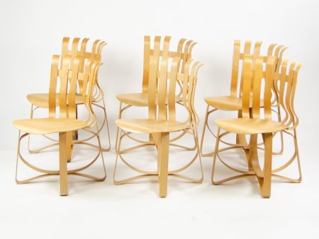 1990s Frank Gehry for Knoll Hat Trick Dining Side Chairs Maple Set of Six Online Sale