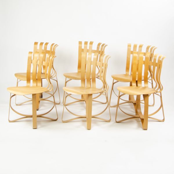 1990s Frank Gehry for Knoll Hat Trick Dining Side Chairs Maple Set of Six Online Sale