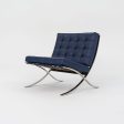 2016 Barcelona Chair, Model 250LS by Lilly Reich and Mies van der Rohe for Knoll in Blue Leather and Stainless Online Sale