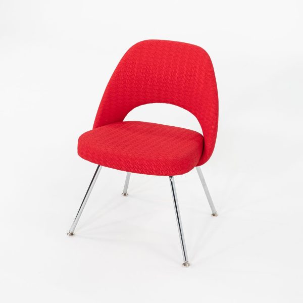 2011 Set of Four Eero Saarinen for Knoll Armless Executive Side   Dining Chairs in Red Fabric Online Sale