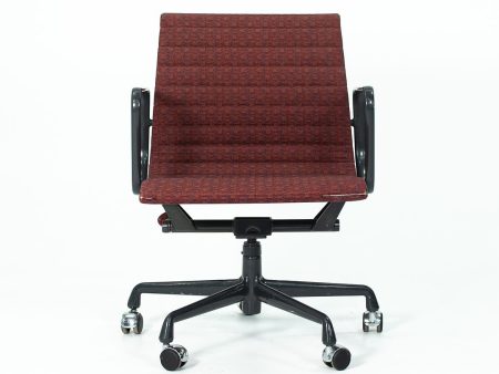 1998 Eames Aluminum Group Management Desk Chair by Ray and Charles Eames for Herman Miller in Dark Red Fabric with Dark Enamel Frame Online