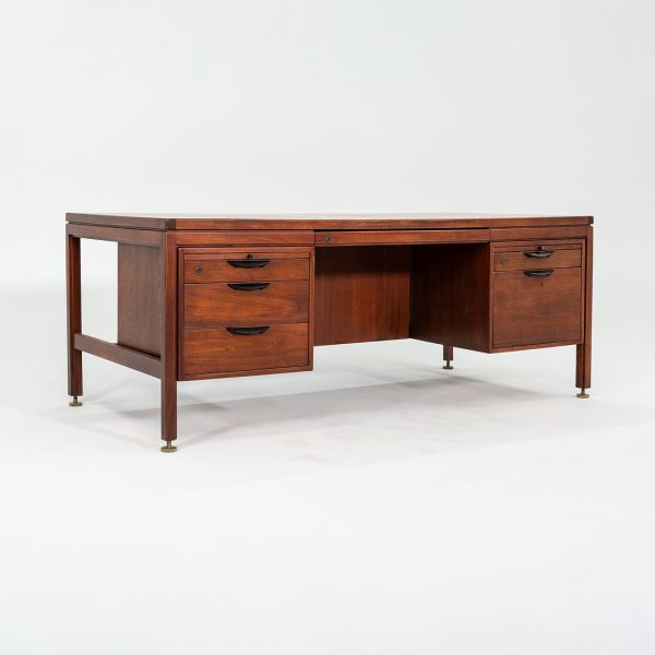 1970 Jens Risom Designs Double Pedestal Executive Desk in Walnut For Cheap