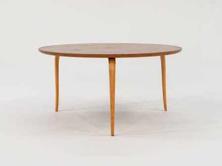 1970s Bruno Mathsson for Firma Karl Mathsson Annika Coffee Table with Round Teak Top, 37 inches Online now