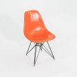 1962 Set of Four Herman Miller Eames DSR Fiberglass Dining Side Shell Chairs in Red Orange with Eiffel Bases For Sale