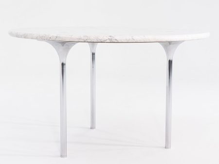 1960s Katavalos, Littell, and Kelley for Laverne 48in Dining Table in White Marble and Chromed Steel Discount