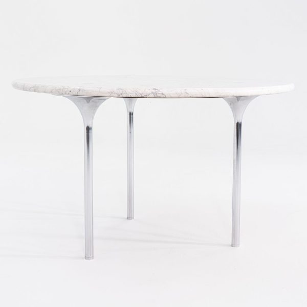 1960s Katavalos, Littell, and Kelley for Laverne 48in Dining Table in White Marble and Chromed Steel Discount