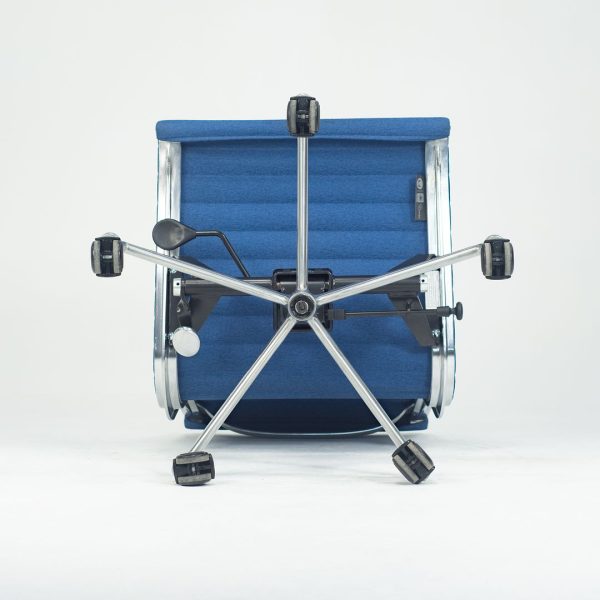 2010s Aluminum Group Management Armless Chair, EA306 by Ray and Charles Eames for Herman Miller in Blue Fabric For Discount