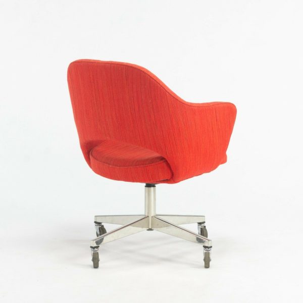 1974 Eero Saarinen for Knoll Rolling Executive Office Chairs Original Red Fabric Online