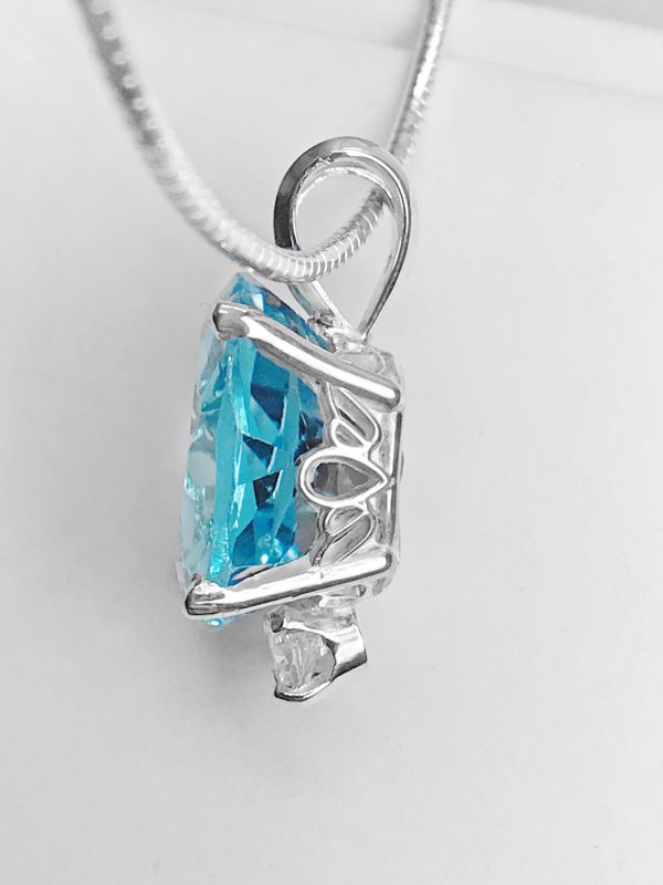 Genuine Swiss Blue Topaz Pendant on Sale