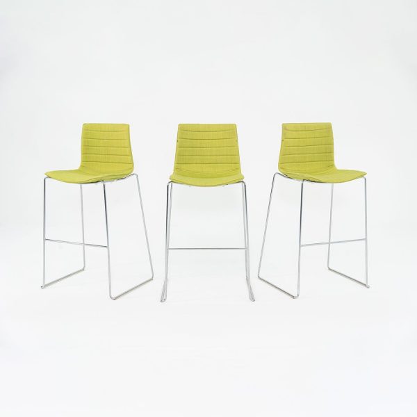 2010s Lievore Altherr Molina for Arper Catifa 46 Upholstered Bar Stool in Green Fabric 3x Available Supply