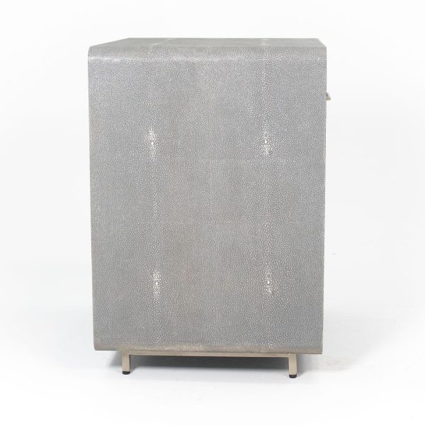 2020 Pair of Interlude Home Alma Bedside Cabinets in Grey Leather Supply