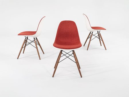 2016 DSW Side Chair with Dowel Base by Ray and Charles Eames for Herman Miller in Red Orange Fabric 3x Available Sale