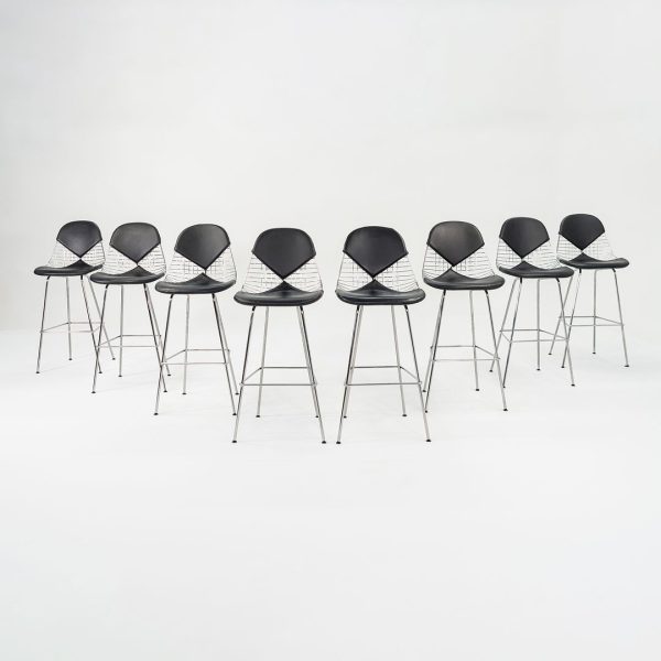 2010s Eames Wire Stool by Ray and Charles Eames for Herman Miller Steel, Leather, Padding, Plastic Online Sale