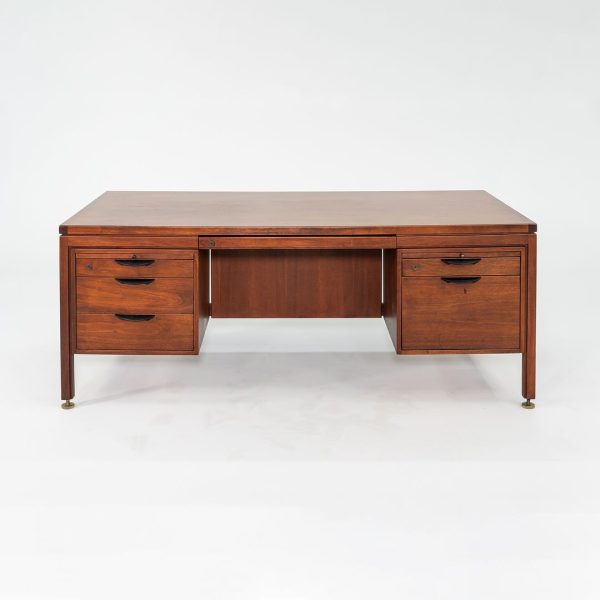 1970 Jens Risom Designs Double Pedestal Executive Desk in Walnut For Cheap