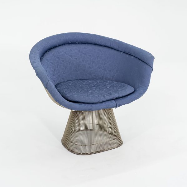 1960s Platner Lounge Chair, Model 1715L by Warren Platner for Knoll in Nickel Steel with Blue Fabric 4x Available Online Sale