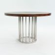 2000s Custom Round Dining Table with Macassar Ebony Wood Top and Polished Steel Base, 48 inches Online