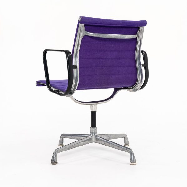 1970s Eames Aluminum Group Side Chair, EA108 by Ray and Charles Eames for Herman Miller in Purple Alexander Girard-Designed Hopsack Fabric Discount