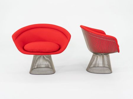 1975 Pair of Warren Platner for Knoll Lounge Chairs with New Red Upholstery For Discount