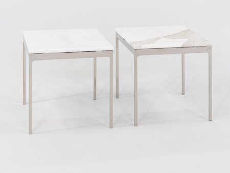 1990s TA.18G Square Side Table by Nicos Zographos for Zographos Designs in Marble and Stainless Steel 2x Available For Cheap