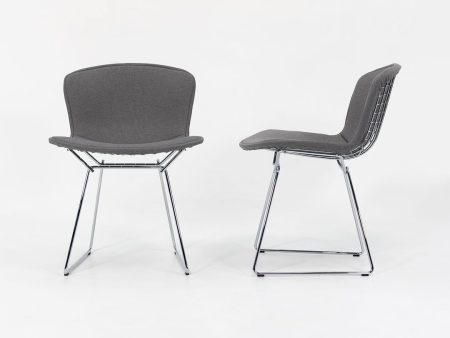 2021 Pair of Knoll Bertoia Side Chairs, Model 420C by Harry Bertoia for Knoll in Chromed Steel and Fabric Cheap