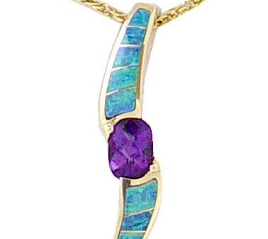 14kt Gold Amethyst and Opal Pendant - GLC273A Online Sale