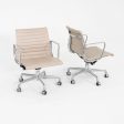 2012 Herman Miller Eames Aluminum Group Management Desk Chair in Off-White Leather 2x Available For Sale