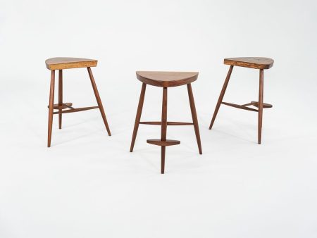 2001 Rare Set of Three Mira Nakashima Custom Counter Stools in Black Walnut Online Sale